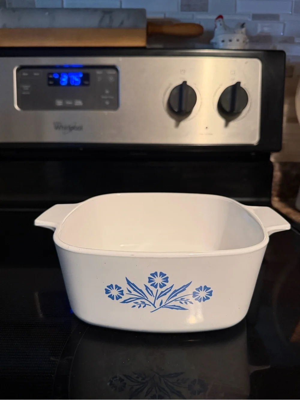 Vintage Blue Floral White Casserole Dish - CorningWare